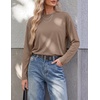 image:imageEkouaer Womens Oversized Long Sleeve Cotton Shirts Crew Neck Fall TopsKhaki