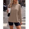 image:imageEkouaer Womens Oversized Long Sleeve Cotton Shirts Crew Neck Fall TopsKhaki