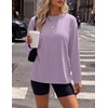 image:imageEkouaer Womens Oversized Long Sleeve Cotton Shirts Crew Neck Fall TopsLight Purple