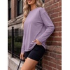 image:imageEkouaer Womens Oversized Long Sleeve Cotton Shirts Crew Neck Fall TopsLight Purple
