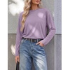 image:imageEkouaer Womens Oversized Long Sleeve Cotton Shirts Crew Neck Fall TopsLight Purple