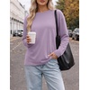 image:imageEkouaer Womens Oversized Long Sleeve Cotton Shirts Crew Neck Fall TopsLight Purple