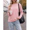 image:imageEkouaer Womens Oversized Long Sleeve Cotton Shirts Crew Neck Fall TopsPink