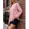 image:imageEkouaer Womens Oversized Long Sleeve Cotton Shirts Crew Neck Fall TopsPink