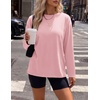 image:imageEkouaer Womens Oversized Long Sleeve Cotton Shirts Crew Neck Fall TopsPink