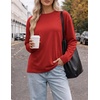 image:imageEkouaer Womens Oversized Long Sleeve Cotton Shirts Crew Neck Fall TopsRed