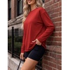 image:imageEkouaer Womens Oversized Long Sleeve Cotton Shirts Crew Neck Fall TopsRed