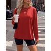 image:imageEkouaer Womens Oversized Long Sleeve Cotton Shirts Crew Neck Fall TopsRed
