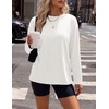 image:imageEkouaer Womens Oversized Long Sleeve Cotton Shirts Crew Neck Fall TopsWhite