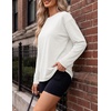 image:imageEkouaer Womens Oversized Long Sleeve Cotton Shirts Crew Neck Fall TopsWhite