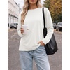image:imageEkouaer Womens Oversized Long Sleeve Cotton Shirts Crew Neck Fall TopsWhite