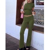 image:imageEkouaer Womens Pajama Set Short Sleeve Crop Top Foldover Flare PantsArmy Green