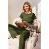image:imageEkouaer Womens Pajama Set Short Sleeve Crop Top Foldover Flare PantsArmy Green