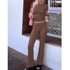 image:imageEkouaer Womens Pajama Set Short Sleeve Crop Top Foldover Flare PantsBrown