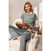 image:imageEkouaer Womens Pajama Set Short Sleeve Crop Top Foldover Flare PantsGray Green