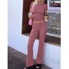 image:imageEkouaer Womens Pajama Set Short Sleeve Crop Top Foldover Flare PantsGray Purple