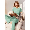 image:imageEkouaer Womens Pajama Set Short Sleeve Crop Top Foldover Flare PantsIce Green