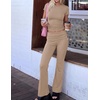 image:imageEkouaer Womens Pajama Set Short Sleeve Crop Top Foldover Flare PantsKhaki