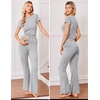 image:imageEkouaer Womens Pajama Set Short Sleeve Crop Top Foldover Flare PantsLight Gray