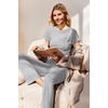 image:imageEkouaer Womens Pajama Set Short Sleeve Crop Top Foldover Flare PantsLight Gray