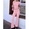 image:imageEkouaer Womens Pajama Set Short Sleeve Crop Top Foldover Flare PantsPink