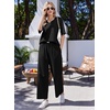 image:imageEkouaer Womens Pajama Sets Cotton Short Sleeve Long Pants Lounge SetBlack