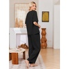 image:imageEkouaer Womens Pajama Sets Cotton Short Sleeve Long Pants Lounge SetBlack