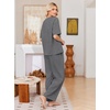 image:imageEkouaer Womens Pajama Sets Cotton Short Sleeve Long Pants Lounge SetDark Grey