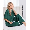 image:imageEkouaer Womens Pajama Sets Cotton Short Sleeve Long Pants Lounge SetGreen