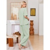 image:imageEkouaer Womens Pajama Sets Cotton Short Sleeve Long Pants Lounge SetLight Green