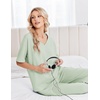 image:imageEkouaer Womens Pajama Sets Cotton Short Sleeve Long Pants Lounge SetLight Green