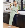 image:imageEkouaer Womens Pajama Sets Cotton Short Sleeve Long Pants Lounge SetLight Green