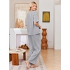 image:imageEkouaer Womens Pajama Sets Cotton Short Sleeve Long Pants Lounge SetLight Grey