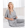 image:imageEkouaer Womens Pajama Sets Cotton Short Sleeve Long Pants Lounge SetLight Grey