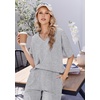 image:imageEkouaer Womens Pajama Sets Cotton Short Sleeve Long Pants Lounge SetLight Grey