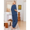 image:imageEkouaer Womens Pajama Sets Cotton Short Sleeve Long Pants Lounge SetNavy