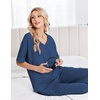 image:imageEkouaer Womens Pajama Sets Cotton Short Sleeve Long Pants Lounge SetNavy