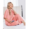 image:imageEkouaer Womens Pajama Sets Cotton Short Sleeve Long Pants Lounge SetOrange Pink