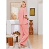 image:imageEkouaer Womens Pajama Sets Cotton Short Sleeve Long Pants Lounge SetOrange Pink