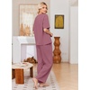 image:imageEkouaer Womens Pajama Sets Cotton Short Sleeve Long Pants Lounge SetPurple Red