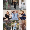 image:imageEkouaer Womens Pajama Sets Cotton Short Sleeve Long Pants Lounge SetPurple Red