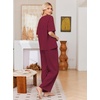 image:imageEkouaer Womens Pajama Sets Cotton Short Sleeve Long Pants Lounge SetWine