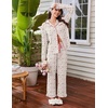image:imageEkouaer Womens Pajama Sets Long Sleeve Sleepwear Button Down Pjs LoungewearBeige Bunny Flower