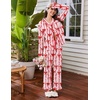 image:imageEkouaer Womens Pajama Sets Long Sleeve Sleepwear Button Down Pjs LoungewearRed Bowknot Stripes