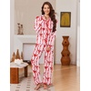 image:imageEkouaer Womens Pajama Sets Long Sleeve Sleepwear Button Down Pjs LoungewearRed Bowknot Stripes