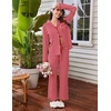 image:imageEkouaer Womens Pajama Sets Long Sleeve Sleepwear Button Down Pjs LoungewearRed Stripes