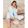 image:imageEkouaer Womens Pajama Sets Long Sleeve Sleepwear Button Down Pjs LoungewearWhite Rose Stripes