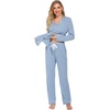 image:imageEkouaer Womens Pajamas Long Sleeve Loungewear Casual Button Down PjsBlue