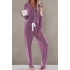 image:imageEkouaer Womens Pajamas Long Sleeve Loungewear Casual Button Down PjsCherry Red