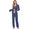 image:imageEkouaer Womens Pajamas Long Sleeve Loungewear Casual Button Down PjsDark Blue